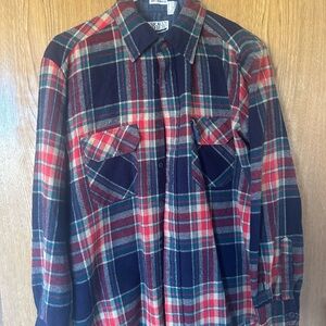 Red and Blue Plaid Flannel Shirt